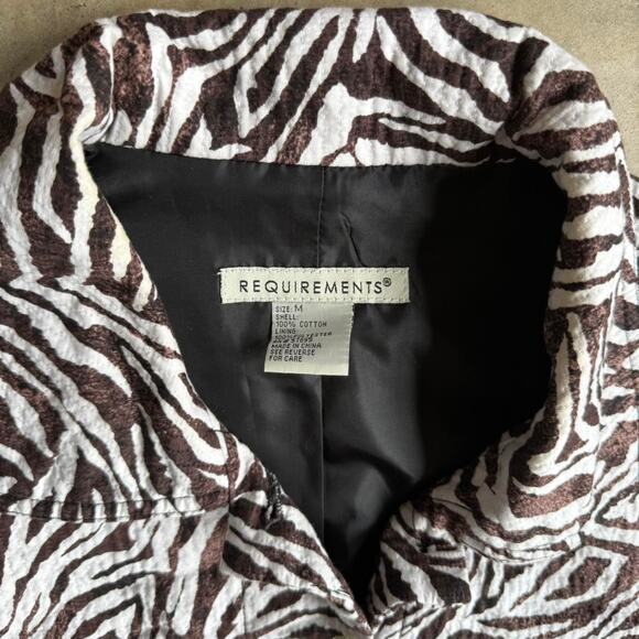 Vintage brown and white zebra print button-up blazer jacket - Picture 3 of 7